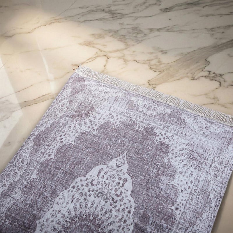 Melen Memory Foam Prayer Mat - Fajr - Light Brown - Cream - Image 3